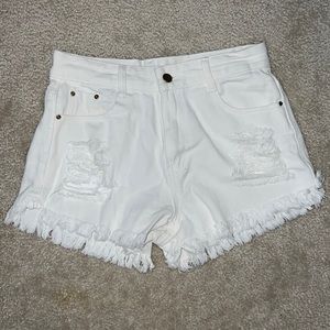 White jean shorts